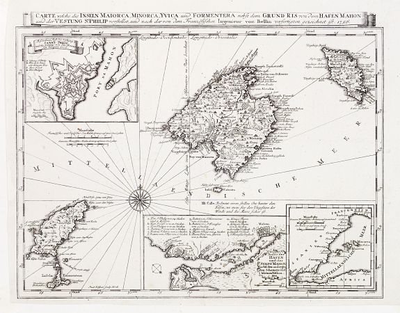 KUFFNER,P., Carte welche die Inseln Maiorca, Minorca, Yvica und Formentera.., antique map, old maps