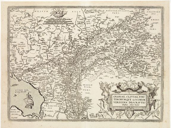 ORTELIUS, A. / GALLE, TH., Gelriae, Cliviae, Finitimorumque Locorum Verissima Descriptio., antique map, old maps