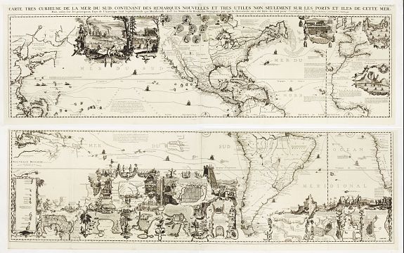 CHATELAIN, H., Carte très curieuse de la Mer du Sud, contenant des remarque.., antique map, old maps