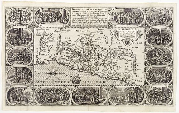 CLOPPENBURG,J.E./ PLANCIUS,P., Tabula Geographica, in qua regiones Cananaeae, et locorum situs.., antique map, old maps