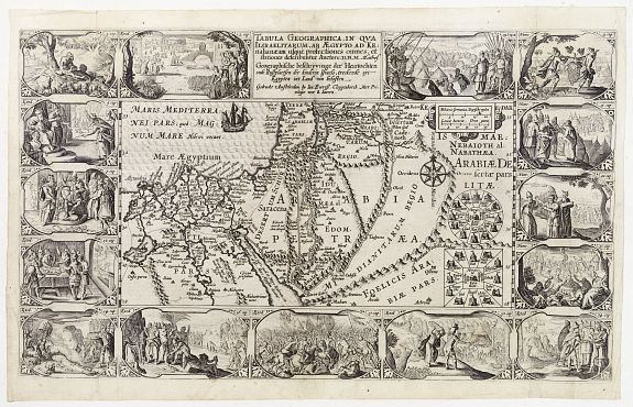 CLOPPENBURG,J.E./ PLANCIUS,P., Tabula Geographica, in qua Israelitarum, ab Aegypto ad Kenahanaeam.., antique map, old maps