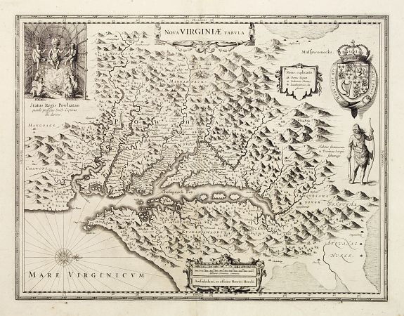 HONDIUS,H., Nova Virginiae Tabula, antique map, old maps