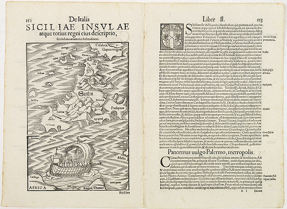 MÜNSTER,S., Sicilia., antique map, old maps