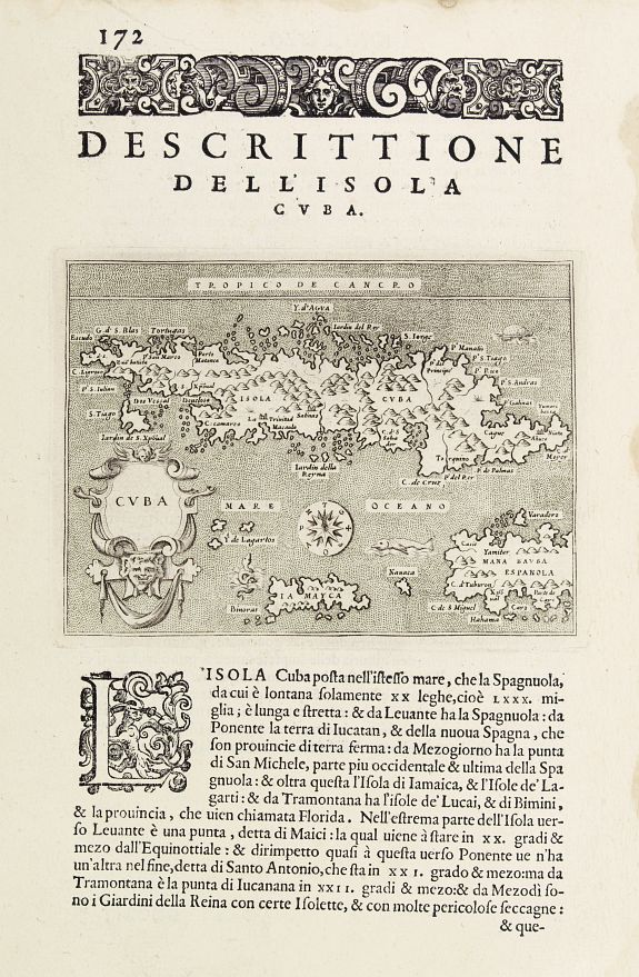 PORRO,G./ MAGINI,G., Descrittione dell'Isola Cuba., antique map, old maps