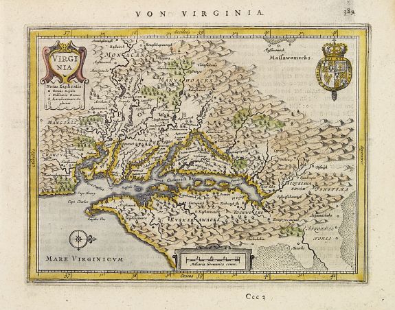 JANSSONIUS,J., Virginia., antique map, old maps