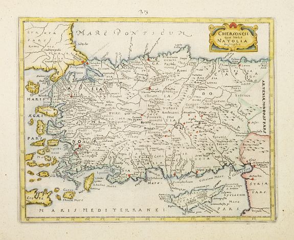 BUNONIS,J., Chersonesi quae hodie Natolia Descriptio., antique map, old maps
