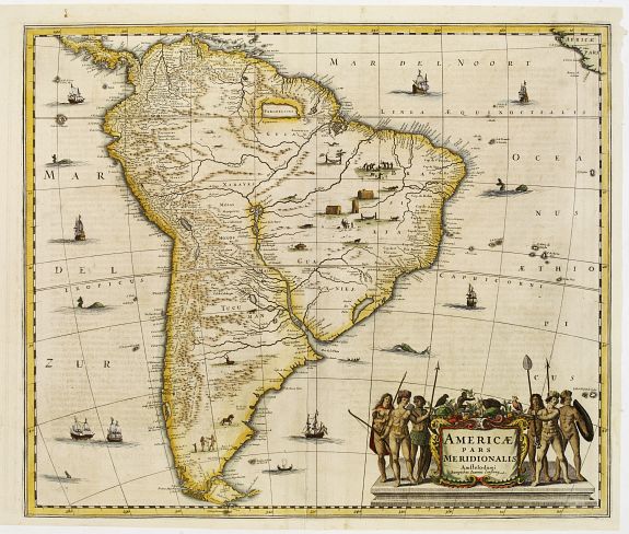 JANSSONIUS,J., Americae Pars Meridionalis., antique map, old maps