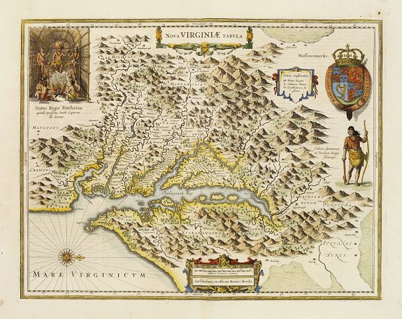 HONDIUS,H., Nova Virginiae Tabula., antique map, old maps
