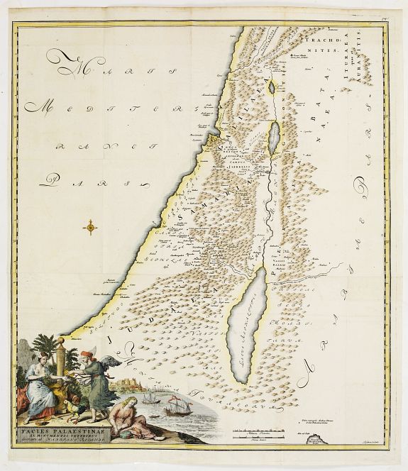 RELAND,H./ PUSCHNER., Facies Palaestinae Ex Monumentis Veteribus descripta ab Hadriano Relando., antique map, old maps
