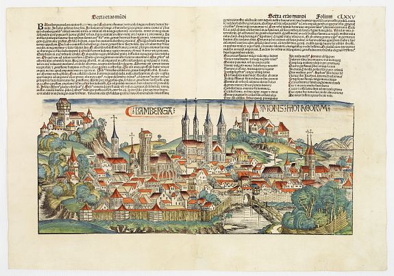 SCHEDEL, H., Bamberga., antique map, old maps