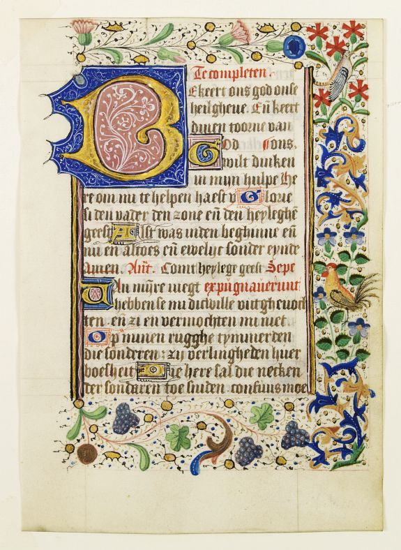 BOOK OF HOURS, Leaf on vellum, from a manuscript book of hours., antique map, old maps