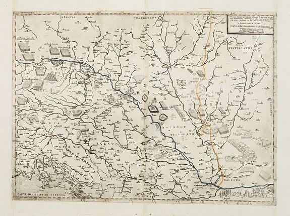 FORLANI,P. / ZALTIRIE,B., Vera et ultima discrittione di tutta l'Austria, Vnghe= ria, Transiluania, Dalmatia, et altri paesi come nel dise= / gno apare, graduata, con la scala di miglia jtaliani., antique map, old maps