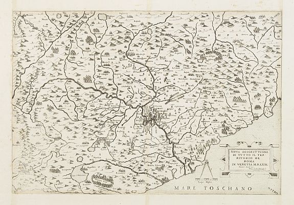FORLANI, P. / ZALTIRIE, B., NOVA DISCRITTIONE / DI TVTTO IL TER= / RITORIO DE / ROMA / IN VENETIA M.D.LXIII. / Ferando Berteli exc: / Paulo forlani Veronese., antique map, old maps