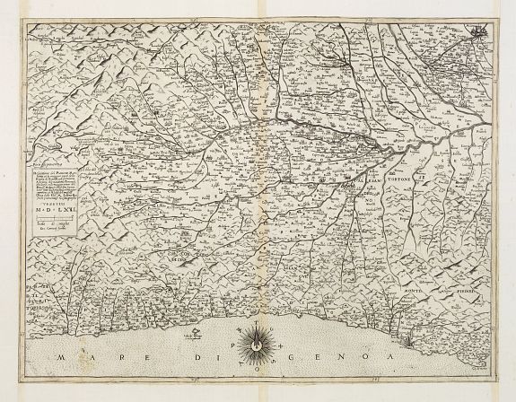 FORLANI, P. / CAMOCIO, G.F., Descrittione del Piamonte Mon- / ferra, et la maggior parte della / Riuiera di Genoua, con jl territorio / Astesano, Alexandrino Tortonese, / Nouarese, et la maggior parte del .., antique map, old maps