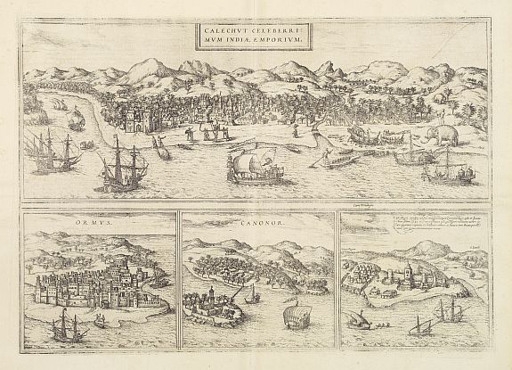 BRAUN,G./ HOGENBERG,F., Calechut Celeberri mum Indiae Emporium/ Ormus/ .., antique map, old maps
