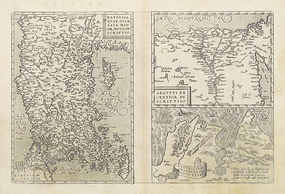 ORTELIUS,A., Natoliae..Aegypti Recentior..Carthaginis.. (3 maps on 1 sheet), antique map, old maps