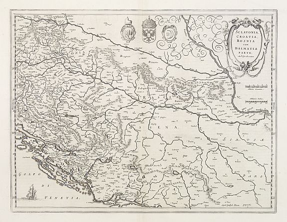 BLAEU,W., Sclavonia, Croatia cum Dalmatiae Parte., antique map, old maps