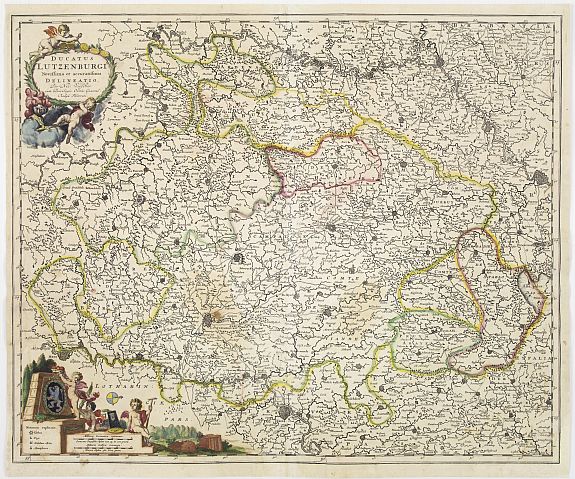 VISSCHER,N., Ducatus Lutzenburgi Novissima et Accuratissima Delineatio., antique map, old maps