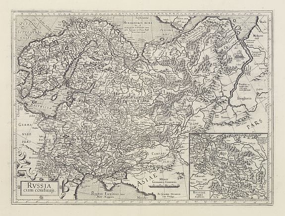 MERCATOR, G., Russia cum confinijs., antique map, old maps