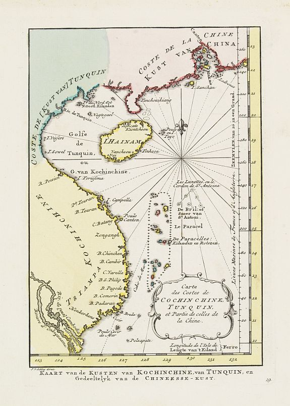 HARREVELT, E.van / CHANGUION, D. J., Carte des Costes de Cochinchine Tunquin., antique map, old maps