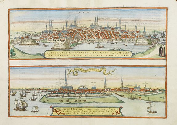 BRAUN,G./ HOGENBERG,F., Lubeca Urbs Imperialiss Libera.. / Hamburga, Florentisimum inferioris Saxoni.., antique map, old maps