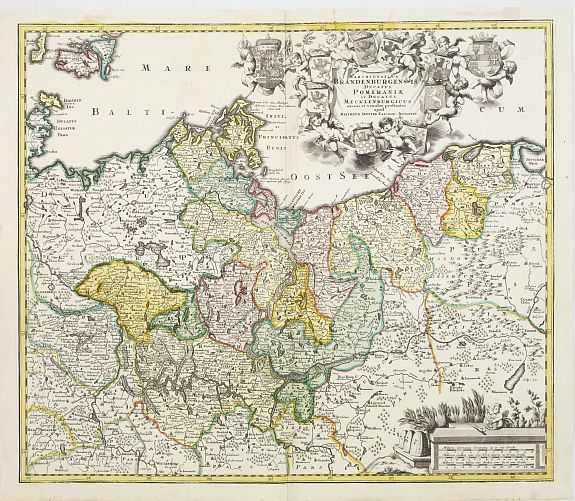 SEUTTER,M., Marchionatus Brandenburgensis Ducatus Pomeraniae et Ducatus Mecklenburgicus.., antique map, old maps