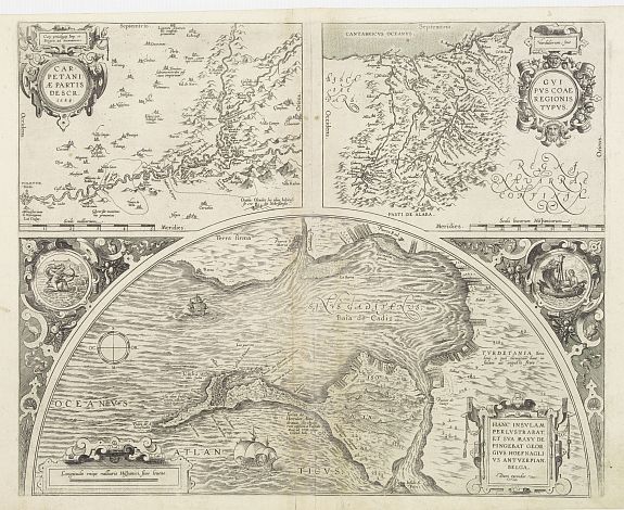 ORTELIUS,A., Carpetaniae Partis Descr. / Guipuscoae Regionis Typus. / (Cadiz) Hanc Insulam Perlustrabat?., antique map, old maps