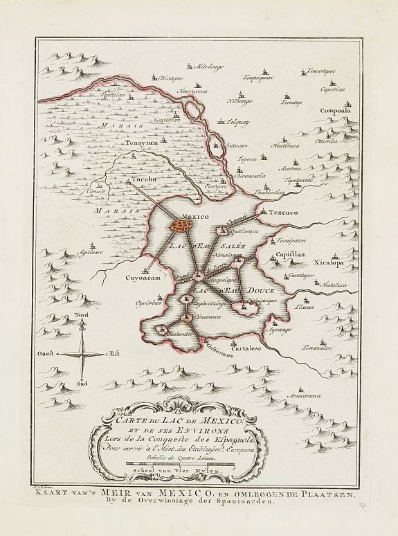 HARREVELT,E.van/ CHANGUION,D.J., Carte du Lac de Mexico et de ses Environs., antique map, old maps