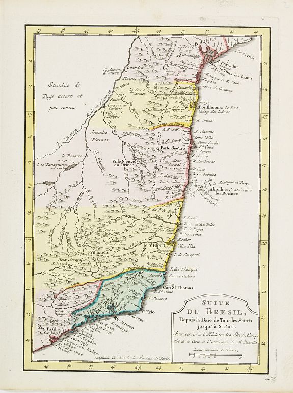 HARREVELT,E.van/ CHANGUION,D.J., Suite du Bresil Depuis la Baie de Tous les Saints.., antique map, old maps