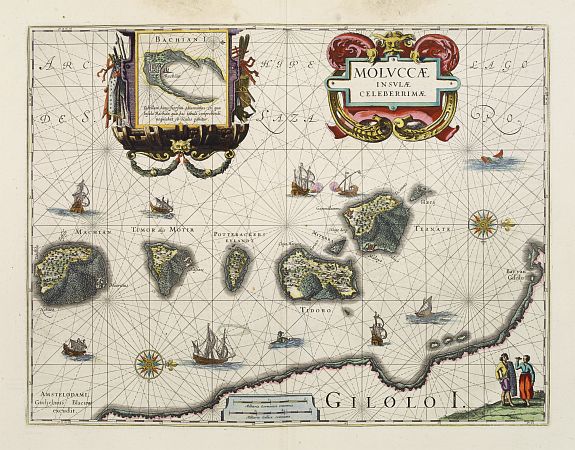 BLAEU,W., Moluccae Insulae Celeberrimae., antique map, old maps