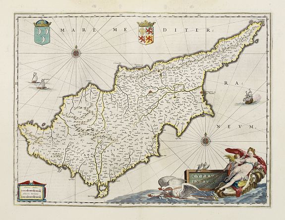 BLAEU,W., Cyprus Insulae., antique map, old maps