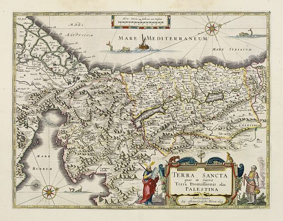 BLAEU, W., Terra Sancta quae in Sacris Terra Promissionis.., antique map, old maps
