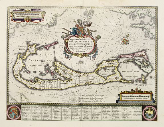 BLAEU, W., Mappa Aestivarum Insularum alias Barmudas., antique map, old maps