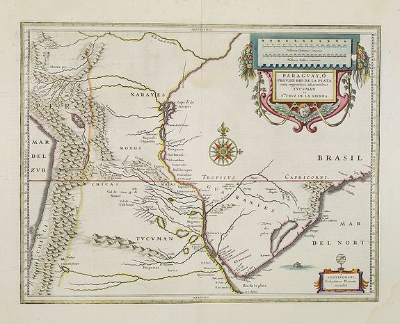 BLAEU, W., Paraguayo Prov. De Rio De La Plata cum regionibus.., antique map, old maps
