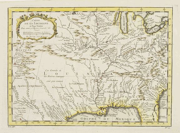 BELLIN, J.N., Carte de la Louisiane et pays Voisins., antique map, old maps