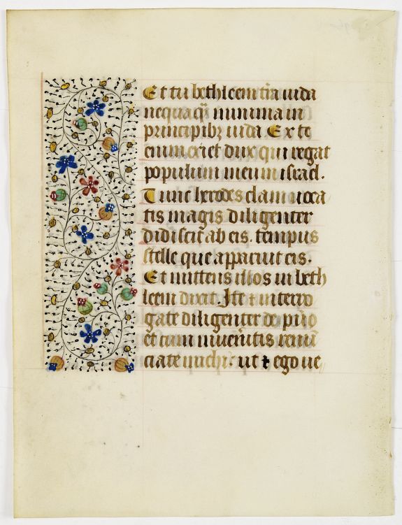 FRANCISCAN BOOK OF HOURS, Leaf on vellum from a manuscript Book of Hours, use of Rome., antique map, old maps