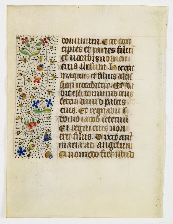 FRANCISCAN BOOK OF HOURS, Leaf on vellum from a manuscript Book of Hours, use of Rome., antique map, old maps