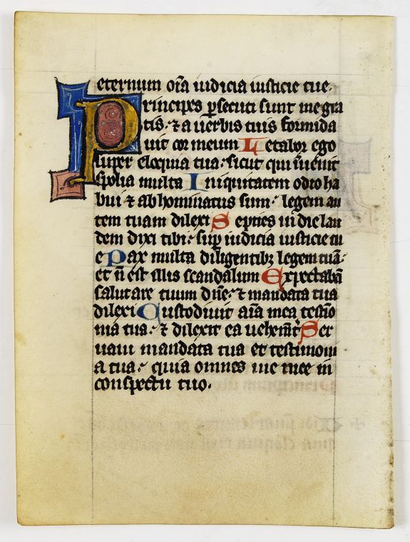 PSALTER, Manuscript leaf, written on vellum, from a flamish psalter., antique map, old maps