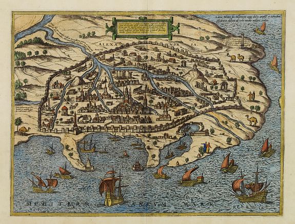 BRAUN, G./ HOGENBERG, F., Alexandria vetustissimum AEgypti emporium, antique map, old maps