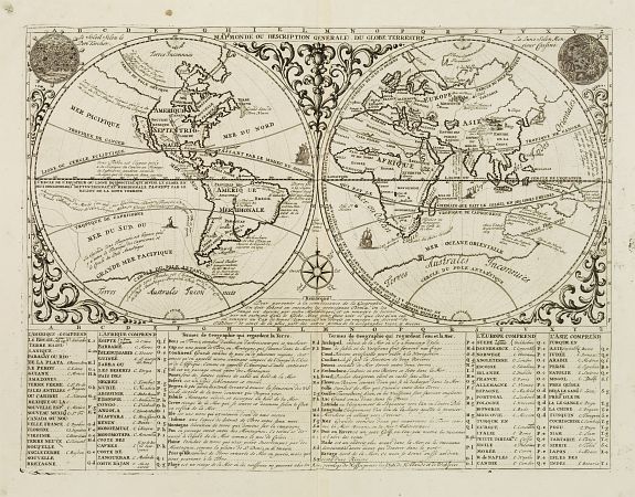 CHATELAIN,H., Mapmonde ou Description Genrale Du Globe Terrestre., antique map, old maps