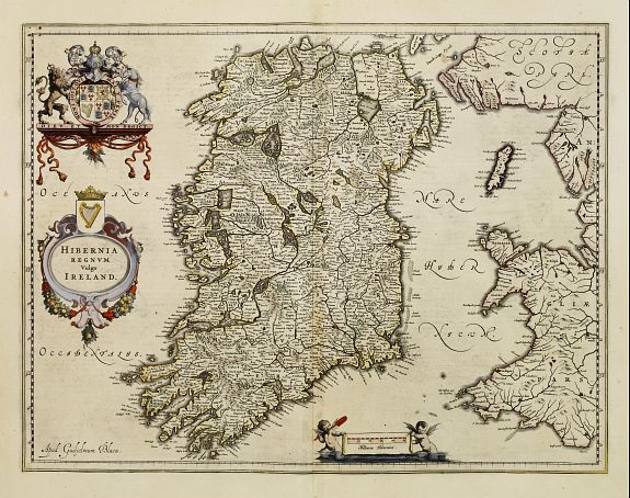 BLAEU,W., Hibernia regnum vulgo Ireland.., antique map, old maps