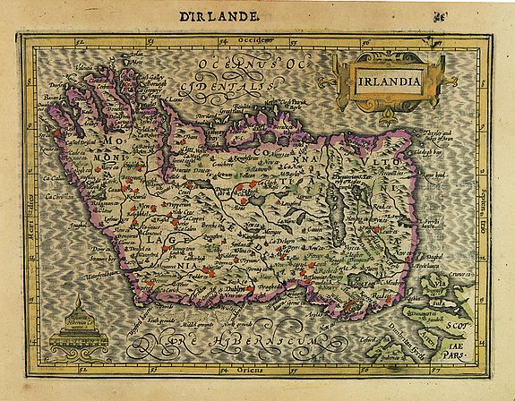 MERCATOR,G./ HONDIUS,J., Irlandia., antique map, old maps