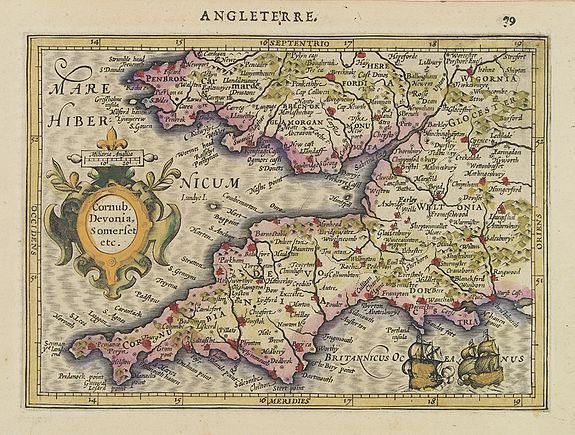 MERCATOR,G. / HONDIUS,J., Cornub. Devonia, Somerset etc., antique map, old maps