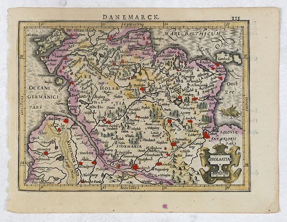 MERCATOR,G./ HONDIUS, J., Holsatia., antique map, old maps