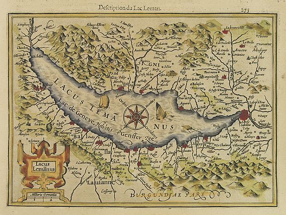 MERCATOR,G./ HONDIUS,J., Lacus Lemanus., antique map, old maps
