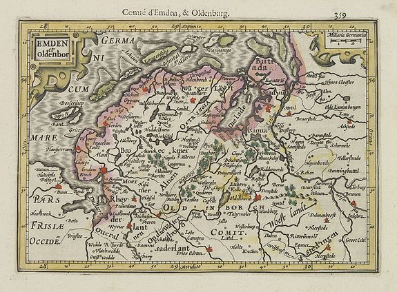 MERCATOR, G. / HONDIUS, J., Emden et Oldenbor., antique map, old maps
