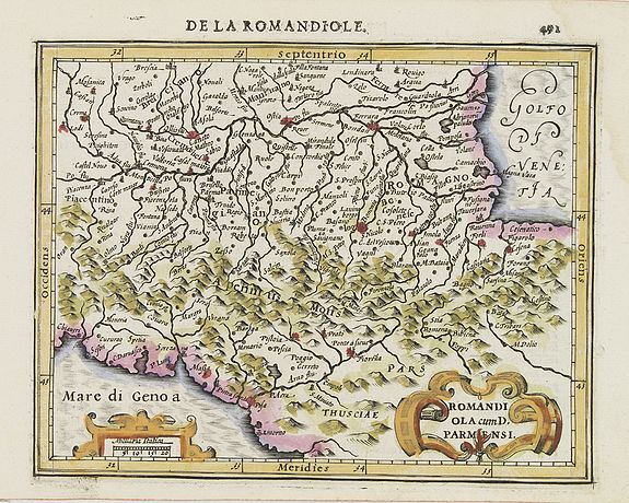 MERCATOR,G./ HONDIUS,J., Romandiola cum D. Parmensi., antique map, old maps