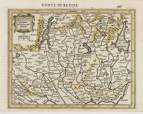MERCATOR, G. / HONDIUS, J., Brescia Episcopatus Mediolanu Ducatus., antique map, old maps