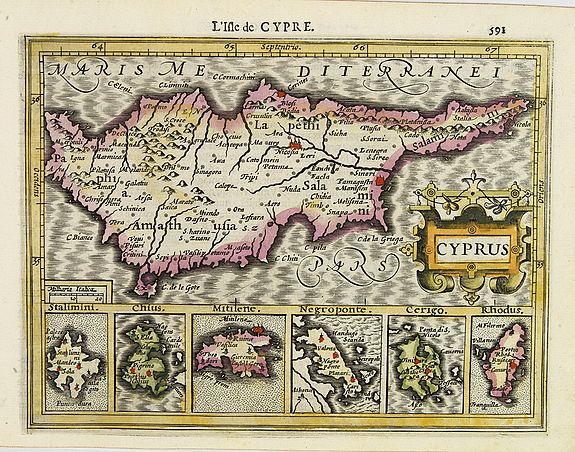 MERCATOR, G. / HONDIUS, J., Cyprus, Rhodus. . ., antique map, old maps