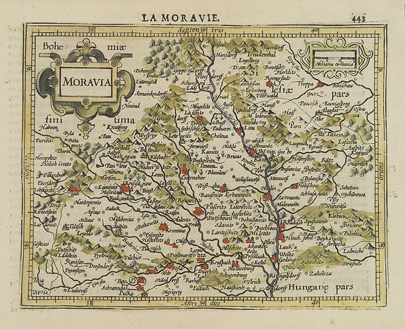 MERCATOR, G. / HONDIUS, J., Moravia., antique map, old maps